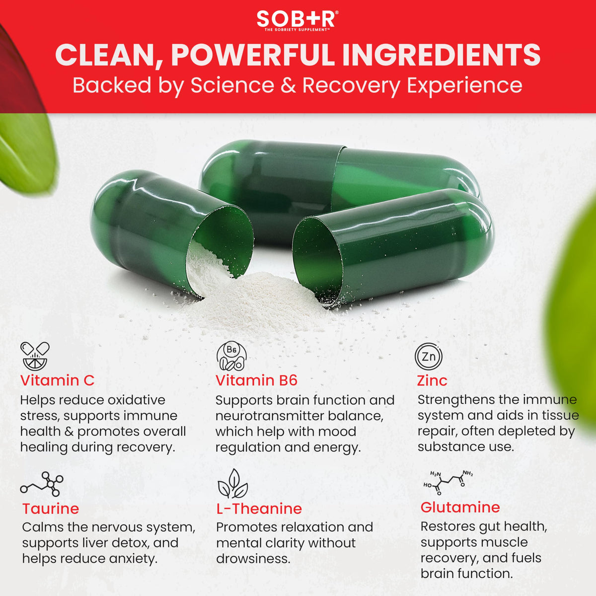 SOB+R Complément Alimentaire 30 Capsules sur fond neutre