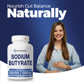 Sodium Butyrate 1200mg Immortal Herbs, flacon vu de dos