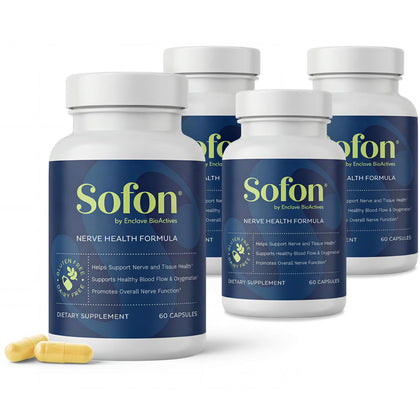Sofon Nerve Support 4 Pack vue de face avec étiquettes des ingrédients
