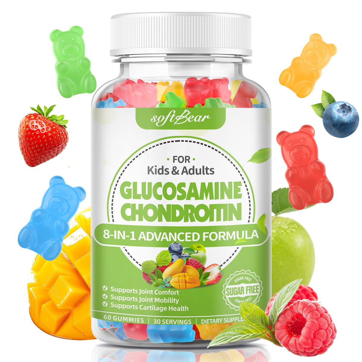 softbear Gélifiés Glucosamine Chondroïtine 60 Gummies avant