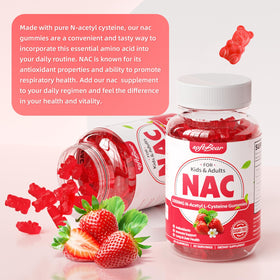 softbear Gummies NAC 1000mg gummies fraise sur une table