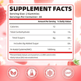 softbear Gummies NAC 1000mg gummies fraise vue de côté
