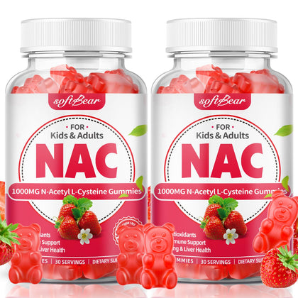 softbear Gummies NAC 1000mg pot de 120 gummies saveur fraise
