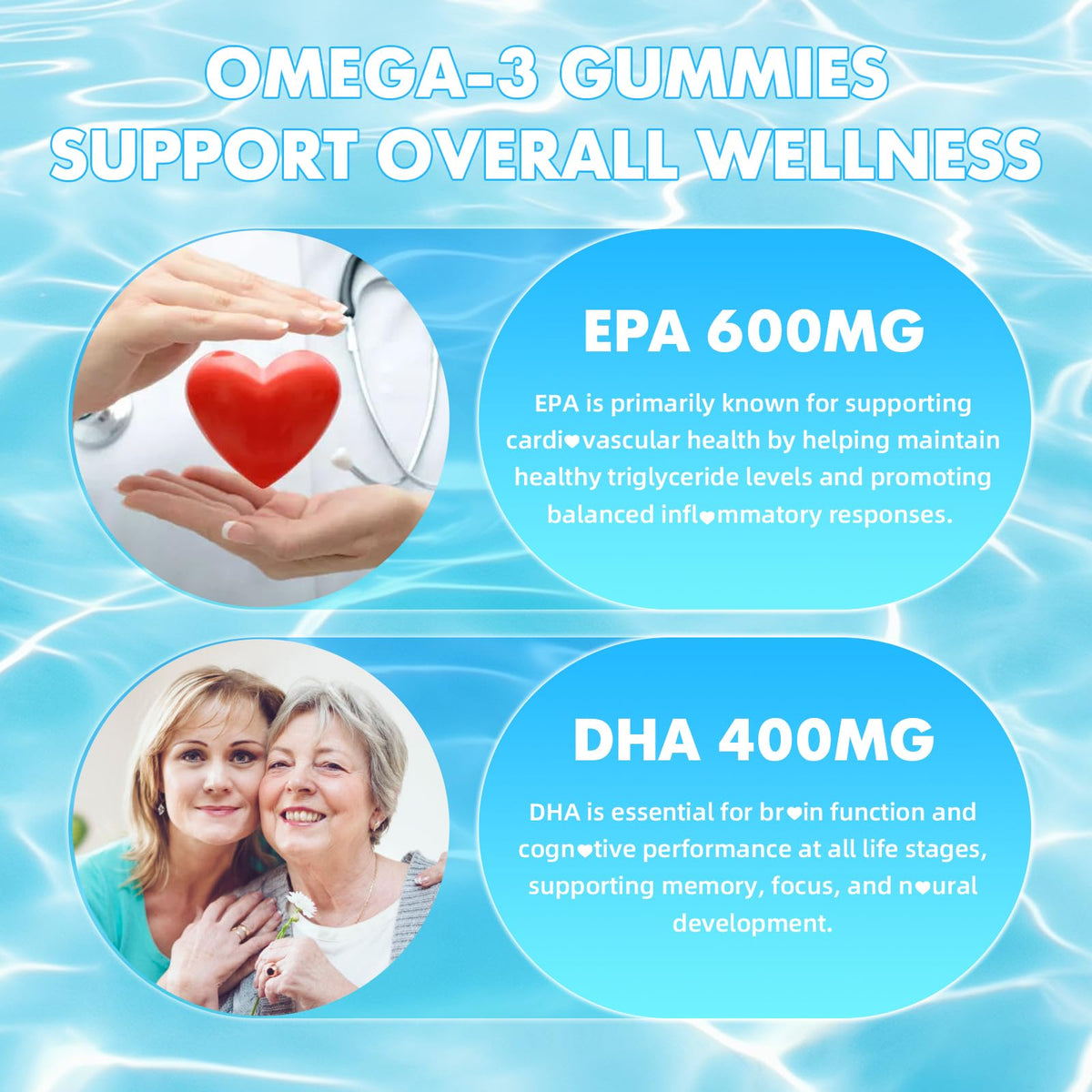 softbear Gummies Omega 3 1200mg, gummies individuels sur une surface