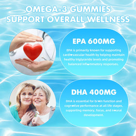 softbear Gummies Omega 3 1200mg, gummies individuels sur une surface