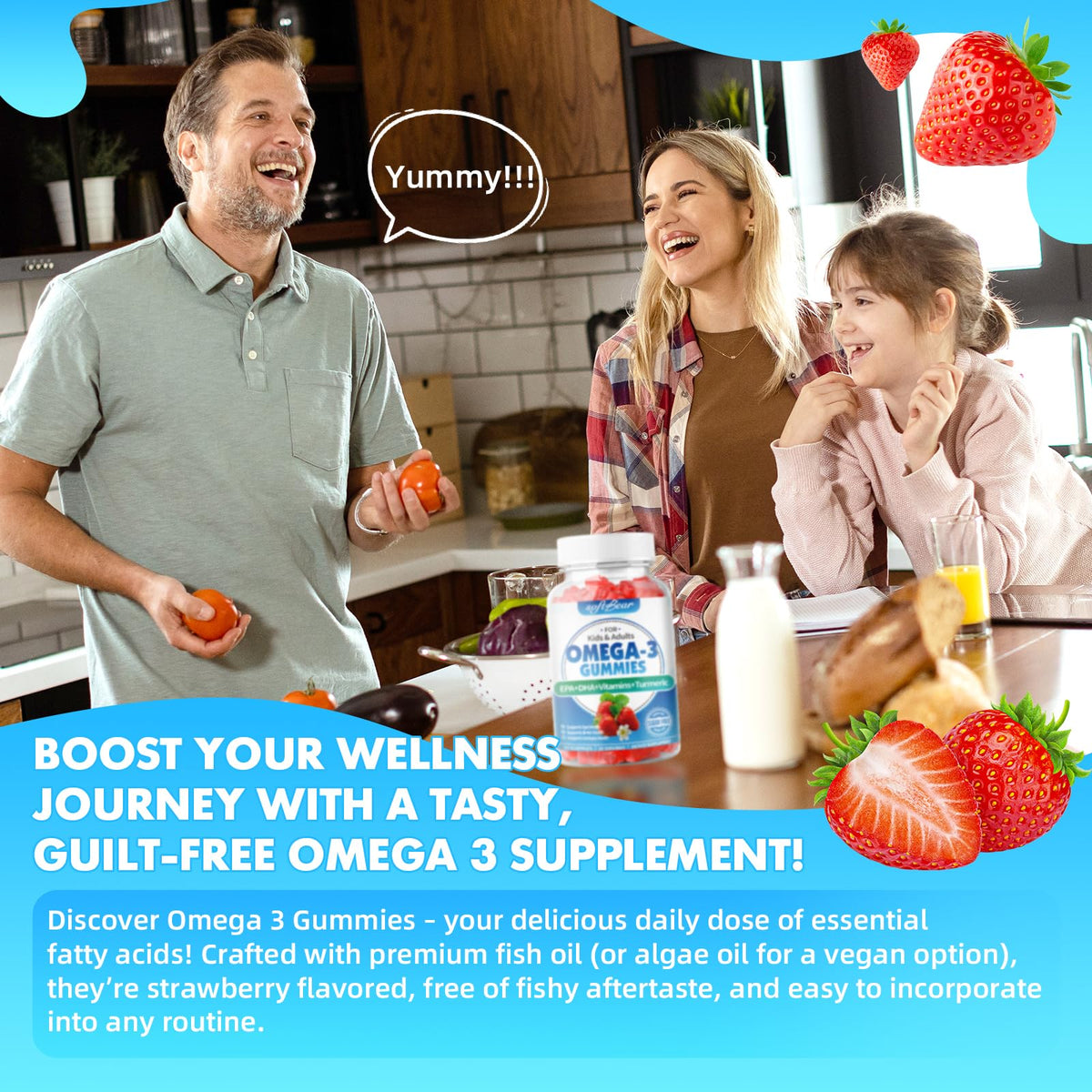 softbear Gummies Omega 3 1200mg, informations nutritionnelles au dos de l'emballage