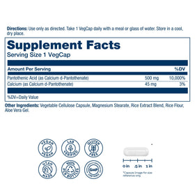 SOLARAY Acide Pantothénique 500 mg capsules végétales