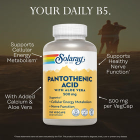 SOLARAY Acide Pantothénique 500 mg étiquette arrière