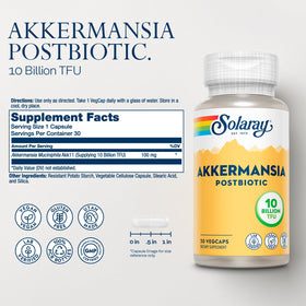 SOLARAY Akkermansia Postbiotic 30 VegCaps étiquette