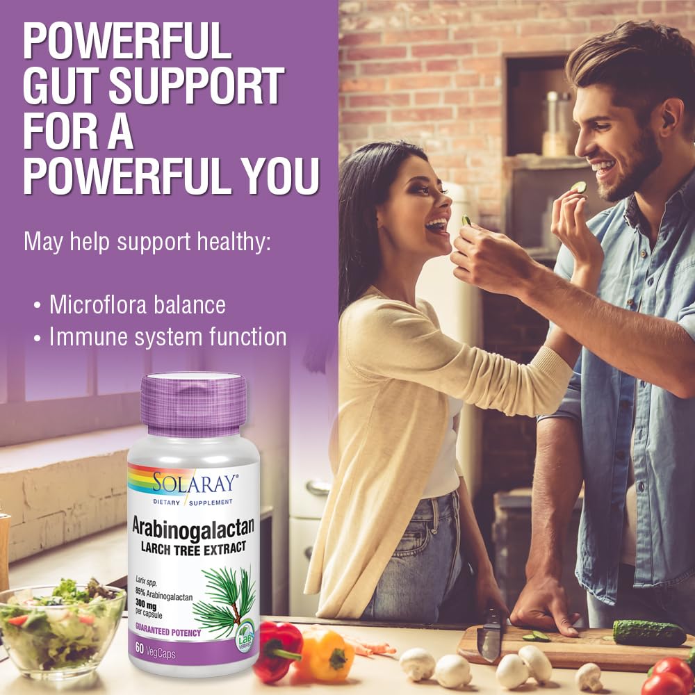 SOLARAY Arabinogalactan 300mg 60 VegCaps avec étiquette
