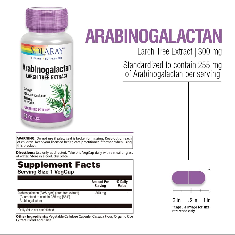 SOLARAY Arabinogalactan 300mg 60 VegCaps côté