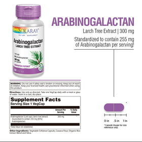SOLARAY Arabinogalactan 300mg 60 VegCaps côté