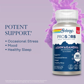 SOLARAY Ashwagandha Capsules showing dosage information