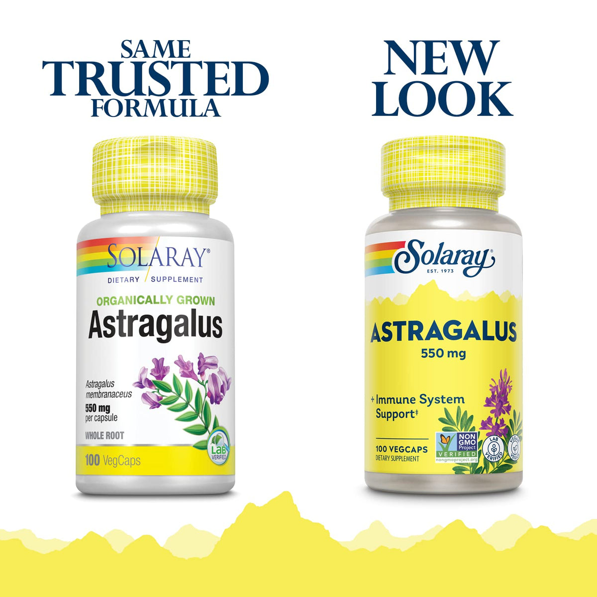 SOLARAY Astragalus Root 550 mg capsules side view
