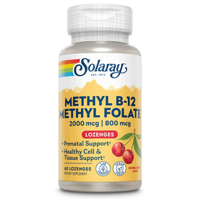 SOLARAY B-12 + Folate Méthylé 60 lozenges boîte vue de face