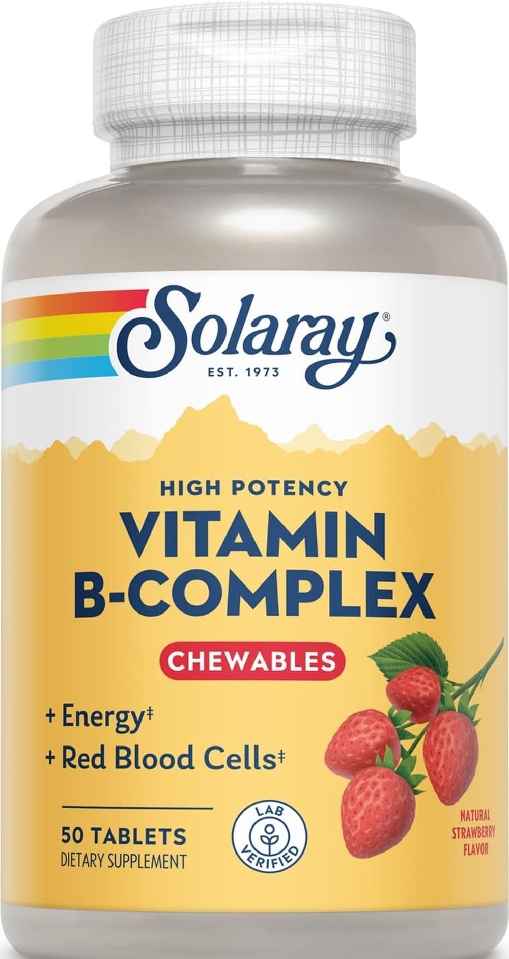SOLARAY B-Complex Fraise 50 comprimés vue de face