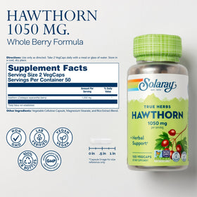SOLARAY Baies de Aubépine 1050 mg étiquette arrière
