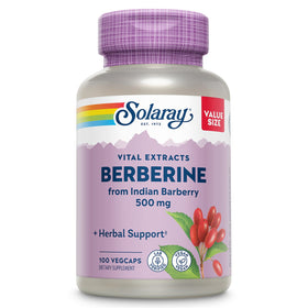SOLARAY Berberine 500mg flacon avant avec 100 gélules végétales
