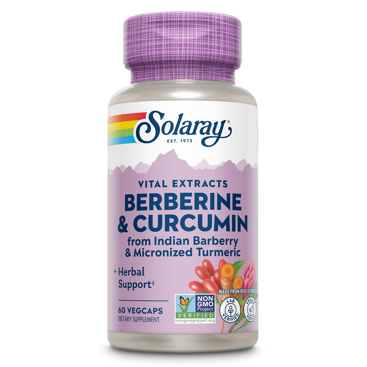 SOLARAY Berberine & Curcumin flacon avant avec étiquette