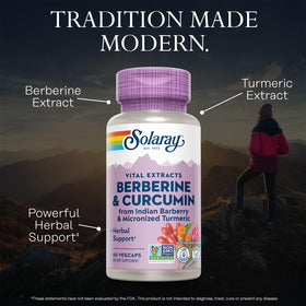 SOLARAY Berberine & Curcumin flacon sur fond blanc