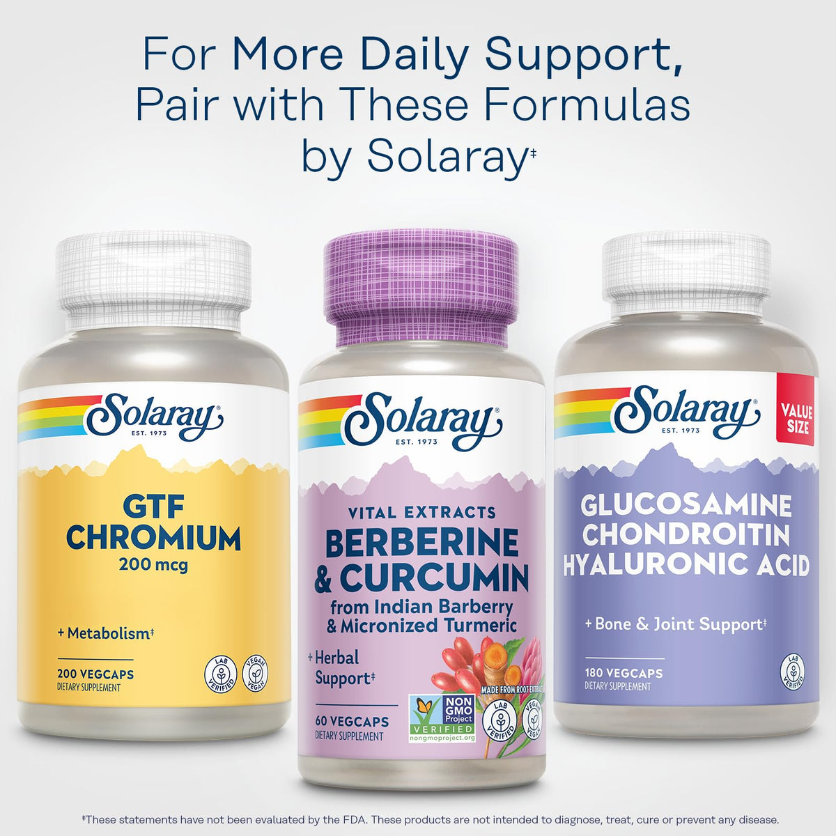 SOLARAY Berberine & Curcumin gélules sur une table