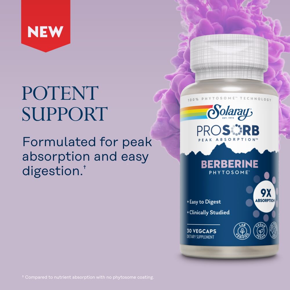 SOLARAY Berberine Phytosome 550 mg 30 VegCaps avec vue de dessus