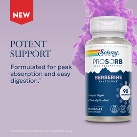SOLARAY Berberine Phytosome 550 mg 30 VegCaps avec vue de dessus
