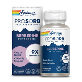 SOLARAY Berberine Phytosome 550 mg 30 VegCaps sur un fond en bois