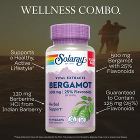 SOLARAY Bergamot 500 mg capsules végétales à l'intérieur du flacon