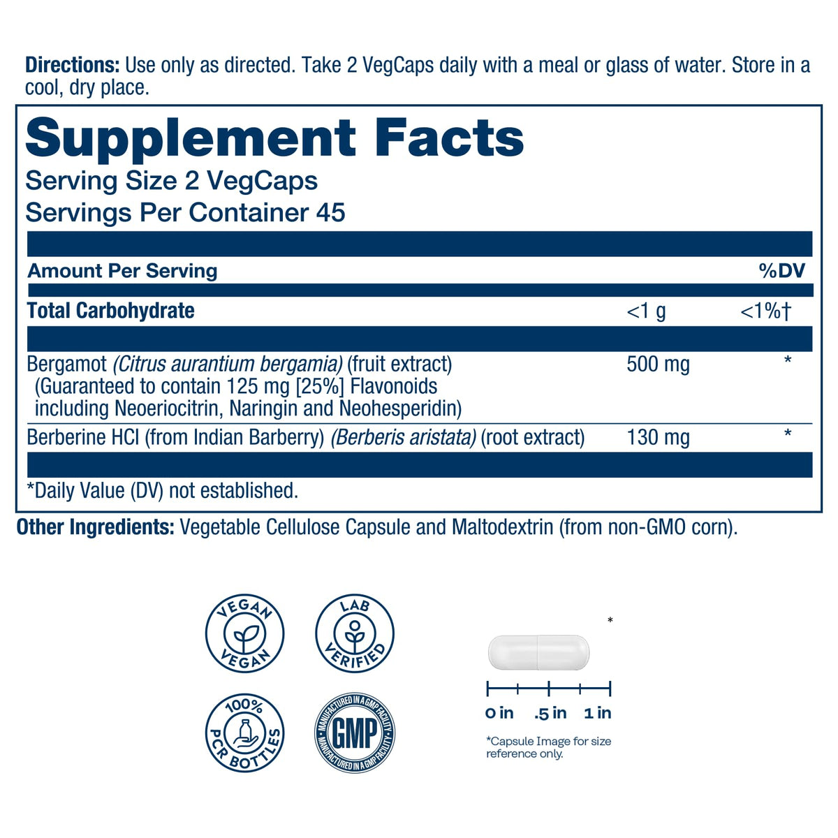 SOLARAY Bergamot 500 mg étiquette du produit