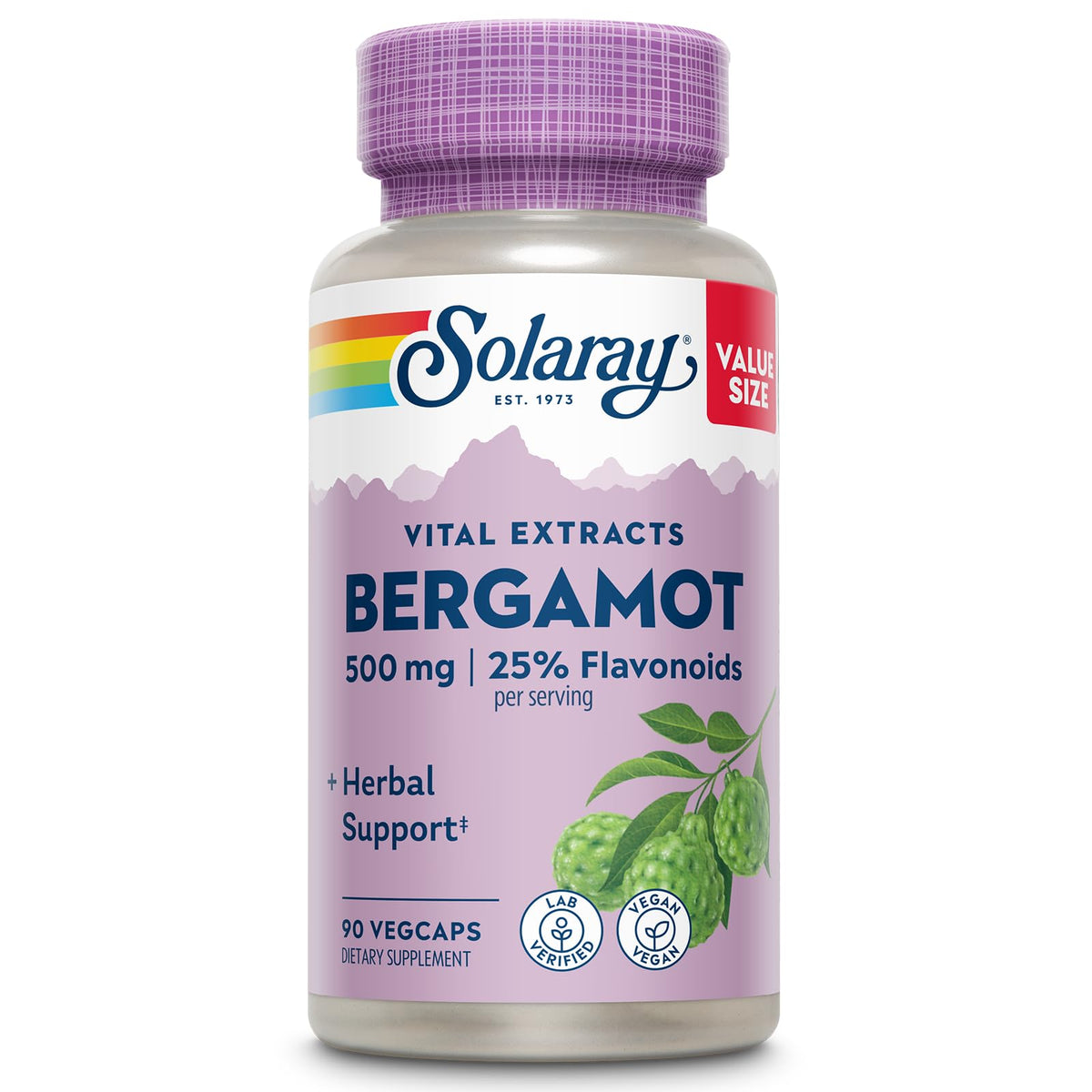 SOLARAY Bergamot 500 mg flacon de 90 VegCaps vue avant