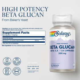 SOLARAY Beta Glucan 30 VegCaps vue arrière de l'emballage