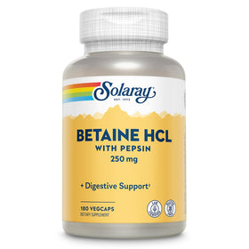 SOLARAY Betaine HCl avec Pepsine 250 mg 180 VegCaps - vue avant
