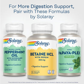 SOLARAY Betaine HCl avec Pepsine 250 mg 180 VegCaps - vue latérale