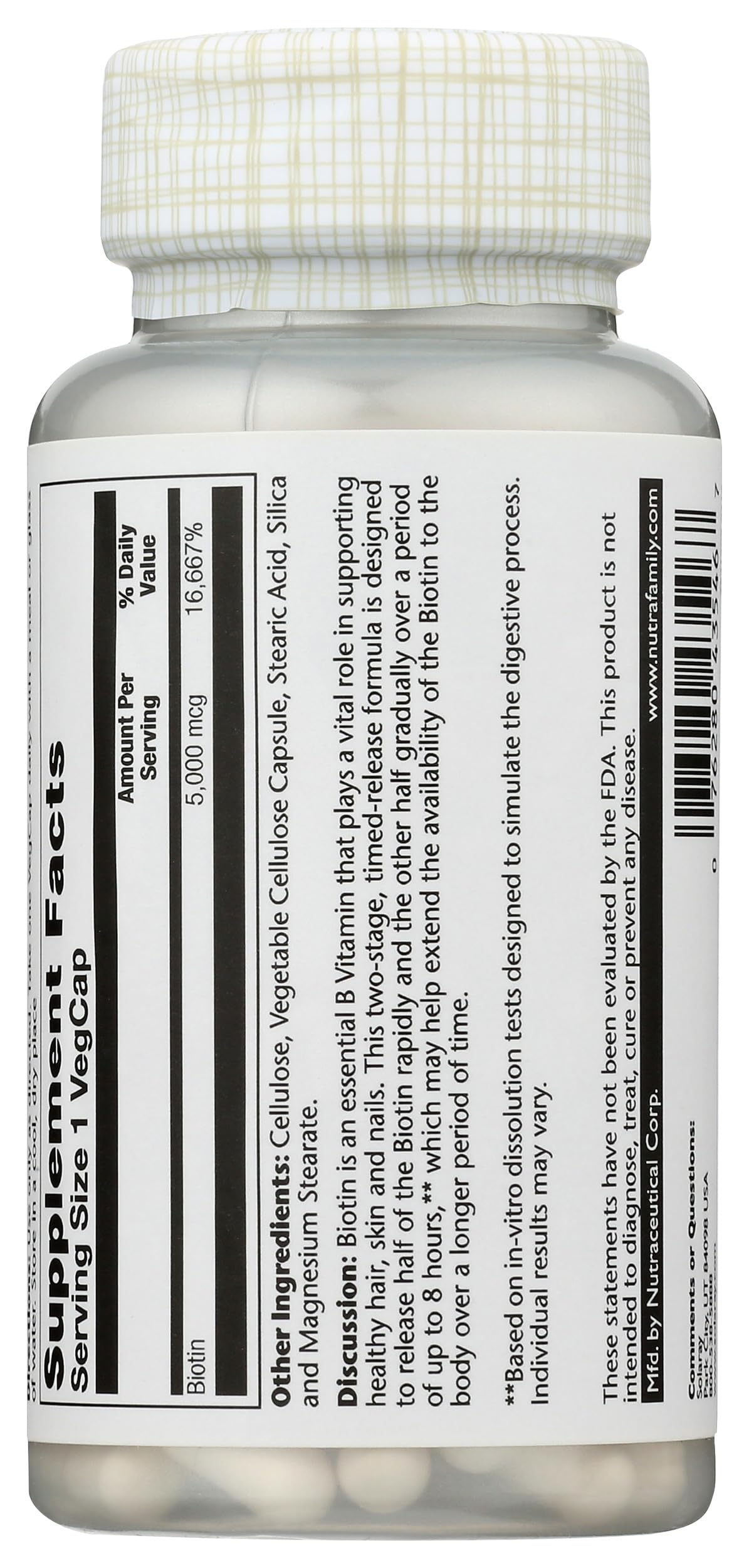 SOLARAY Biotine 5000 mcg 60 capsules végétales avec mesure