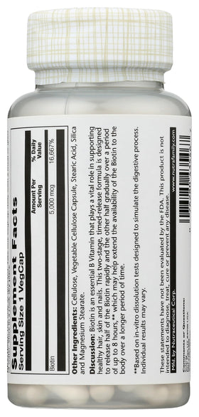 SOLARAY Biotine 5000 mcg 60 capsules végétales avec mesure
