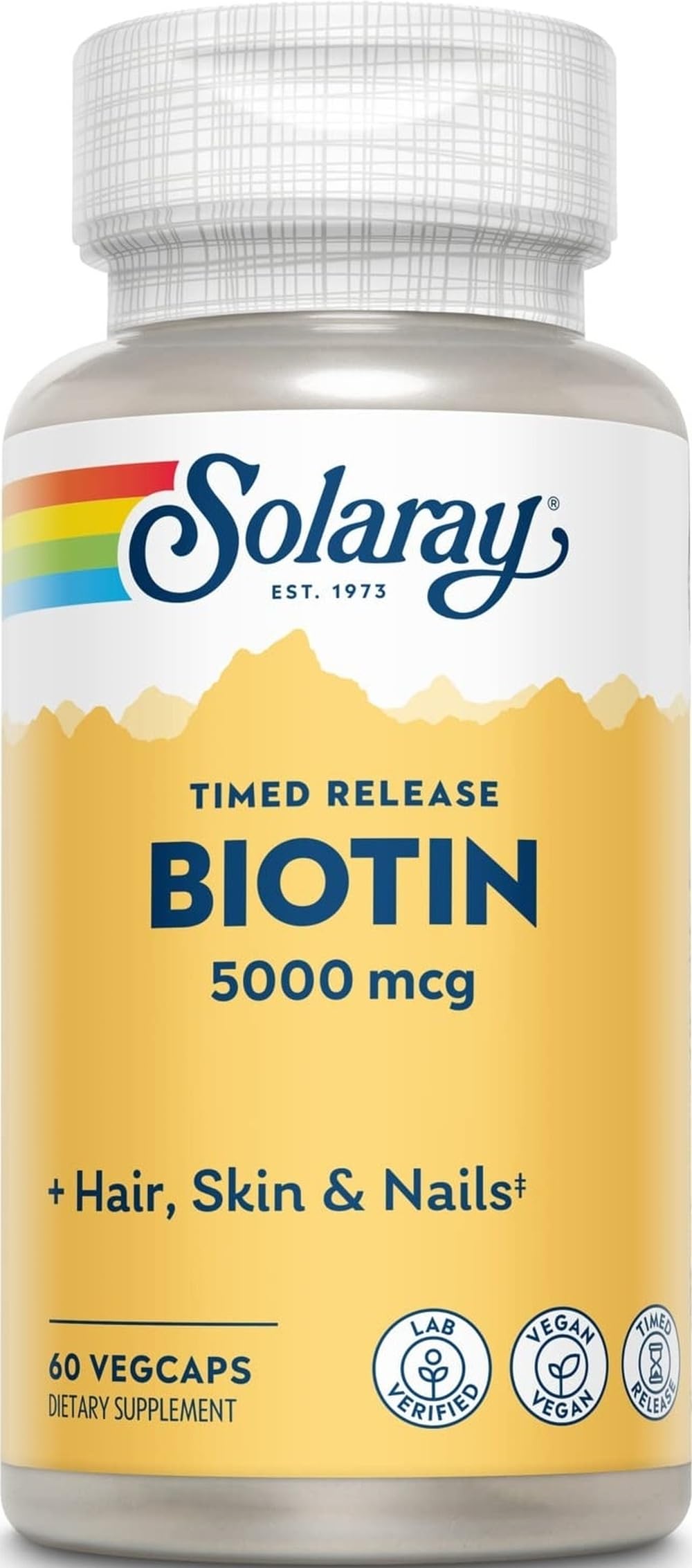 SOLARAY Biotine 5000 mcg 60 capsules végétales face