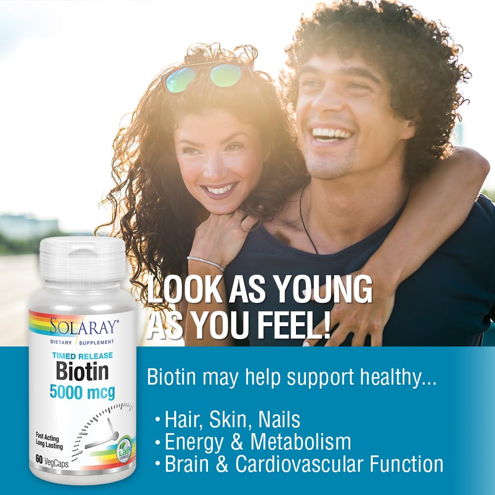 SOLARAY Biotine 5000 mcg 60 capsules végétales ouvertes