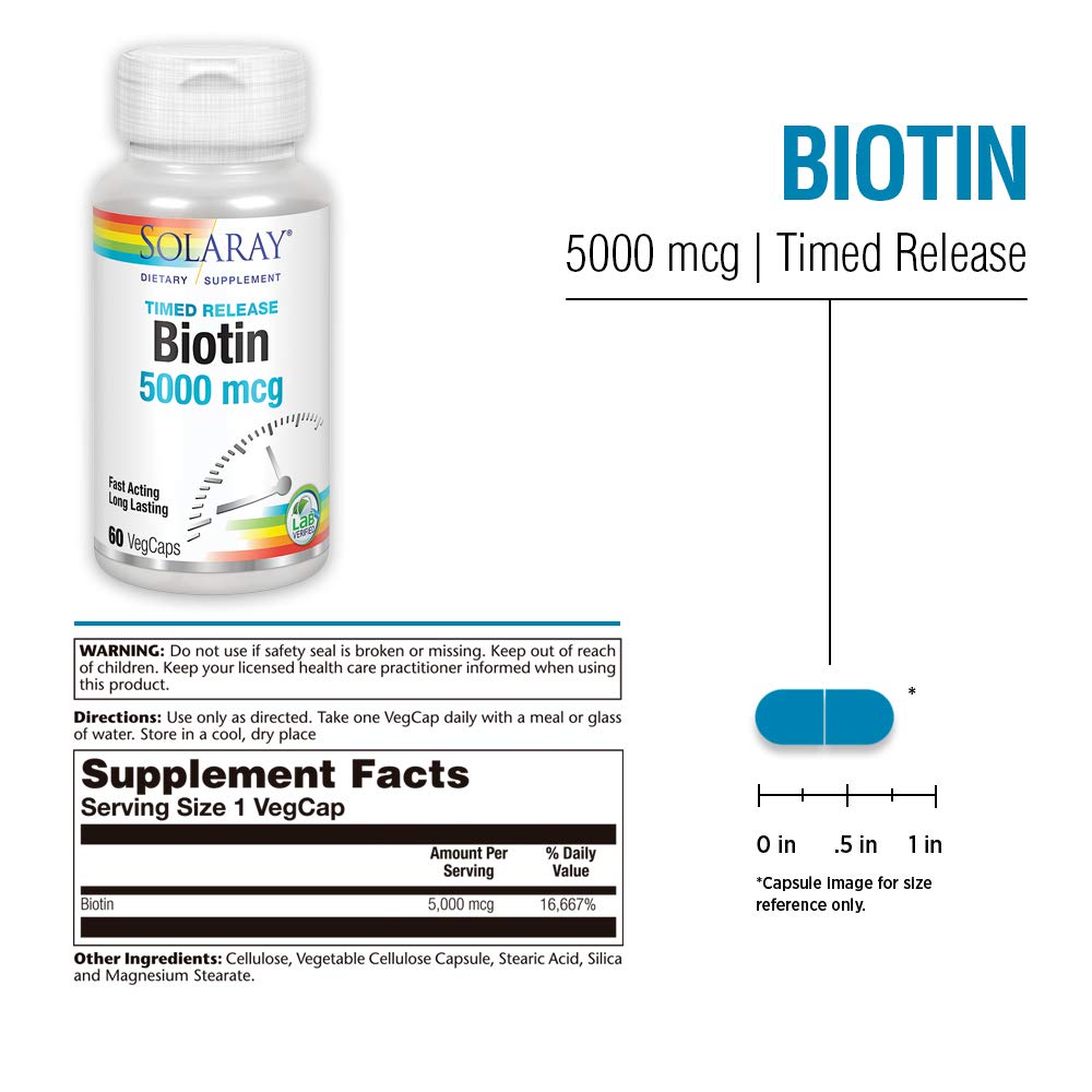 SOLARAY Biotine 5000 mcg 60 capsules végétales sur table