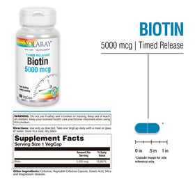 SOLARAY Biotine 5000 mcg 60 capsules végétales sur table