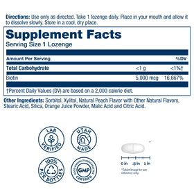 SOLARAY Biotine 5000 mcg lozenge avec présentation de l'emballage