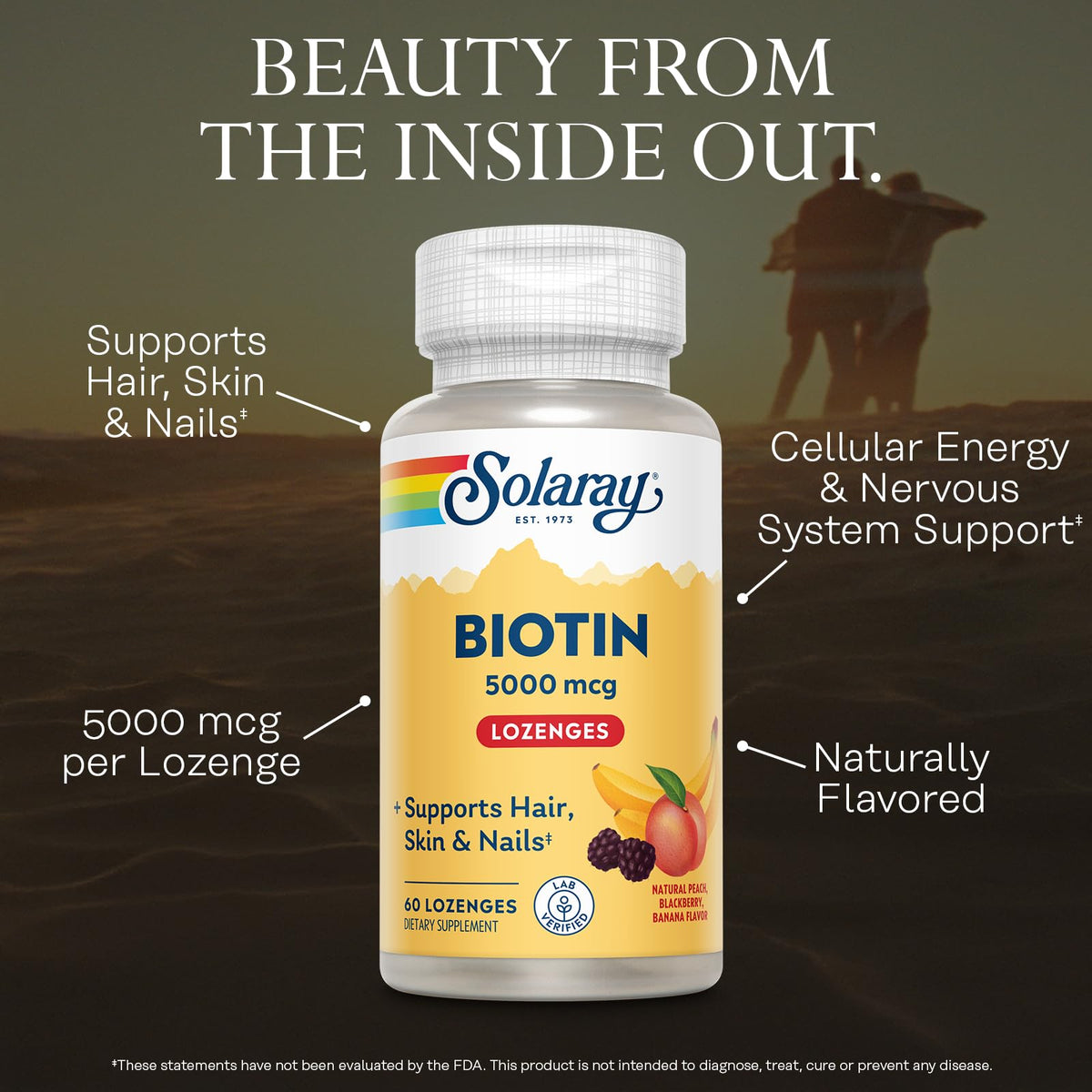 SOLARAY Biotine 5000 mcg lozenge en gros plan