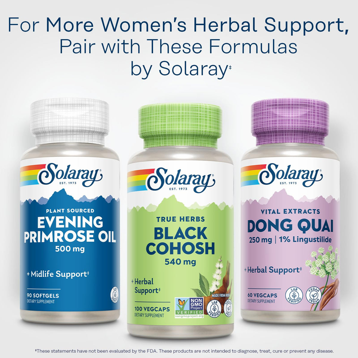 SOLARAY Black Cohosh 540 mg bouteille avec arrière-plan naturel