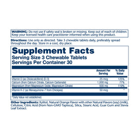 SOLARAY Cal-Mag Citrate Plus D-3 & K-2 comprimés orange arrière