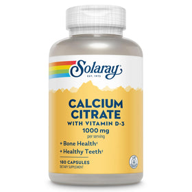 SOLARAY Calcium Citrate 1000 mg 180 capsules packaging front view