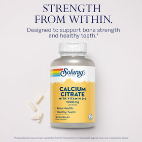 SOLARAY Calcium Citrate 1000 mg 180 capsules side view