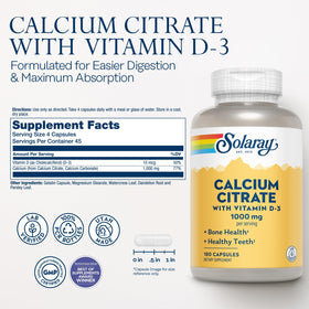 SOLARAY Calcium Citrate 1000 mg capsules close-up