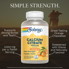 SOLARAY Calcium Citrate 1000 mg Chewables Saveur Orange - arrière du flacon