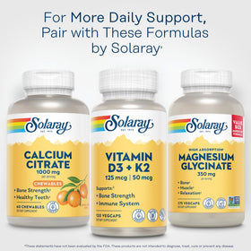 SOLARAY Calcium Citrate 1000 mg Chewables Saveur Orange - flacon sur une table