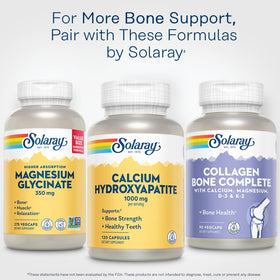 SOLARAY Calcium Hydroxyapatite 1000mg capsules montrant la taille